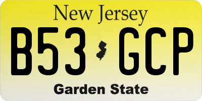 NJ license plate B53GCP