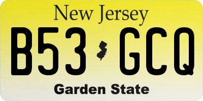 NJ license plate B53GCQ