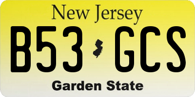 NJ license plate B53GCS