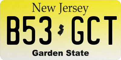 NJ license plate B53GCT