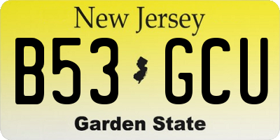 NJ license plate B53GCU