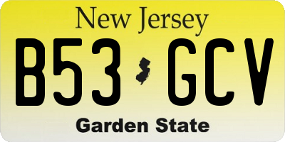 NJ license plate B53GCV