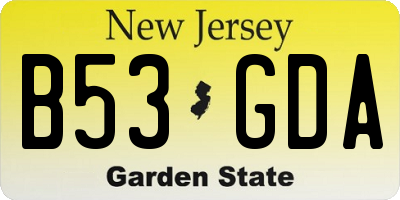 NJ license plate B53GDA