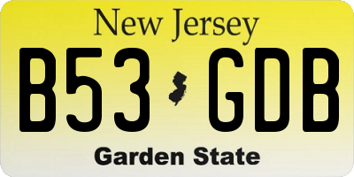 NJ license plate B53GDB