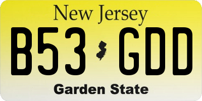 NJ license plate B53GDD