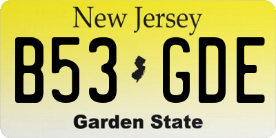 NJ license plate B53GDE