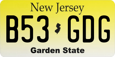 NJ license plate B53GDG