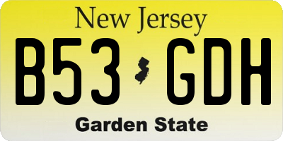NJ license plate B53GDH