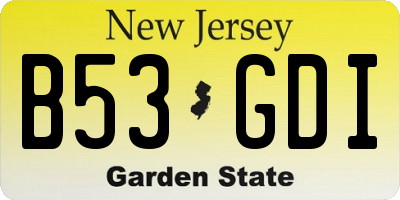 NJ license plate B53GDI