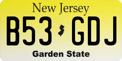 NJ license plate B53GDJ