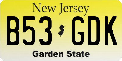 NJ license plate B53GDK