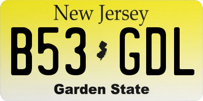 NJ license plate B53GDL