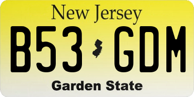 NJ license plate B53GDM