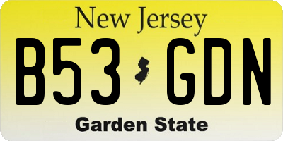 NJ license plate B53GDN