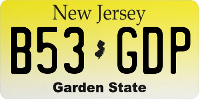 NJ license plate B53GDP