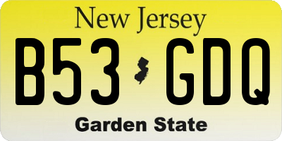 NJ license plate B53GDQ