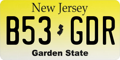 NJ license plate B53GDR