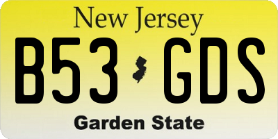 NJ license plate B53GDS