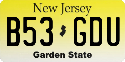 NJ license plate B53GDU