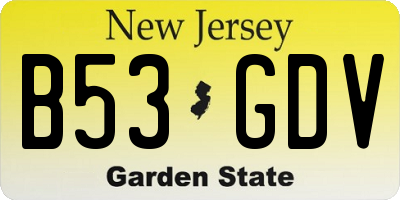 NJ license plate B53GDV