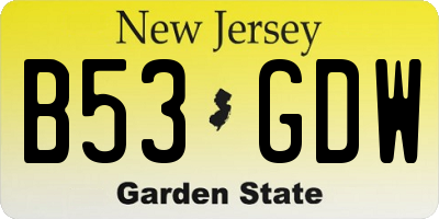 NJ license plate B53GDW