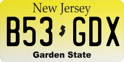 NJ license plate B53GDX