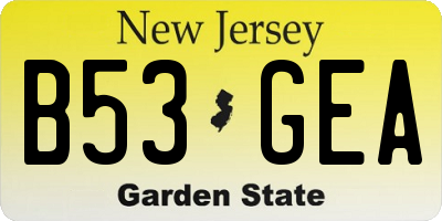 NJ license plate B53GEA