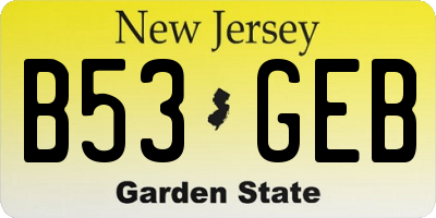 NJ license plate B53GEB