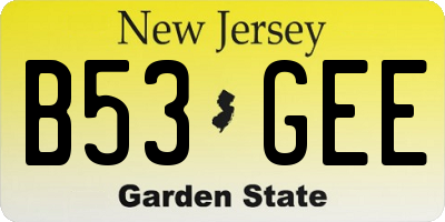 NJ license plate B53GEE