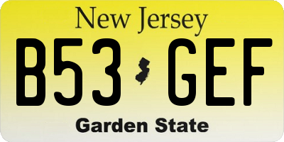 NJ license plate B53GEF