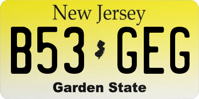 NJ license plate B53GEG