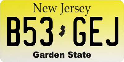 NJ license plate B53GEJ