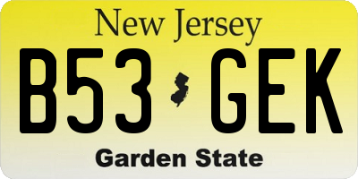 NJ license plate B53GEK