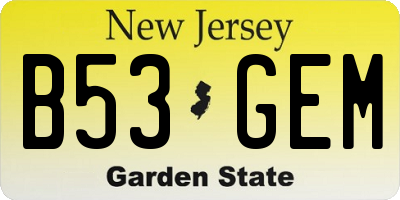 NJ license plate B53GEM