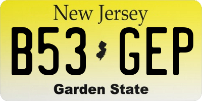 NJ license plate B53GEP