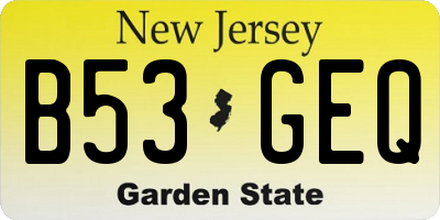NJ license plate B53GEQ
