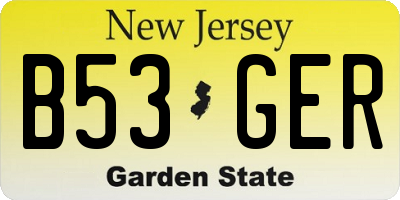 NJ license plate B53GER