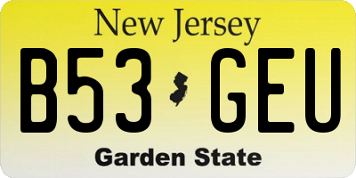 NJ license plate B53GEU