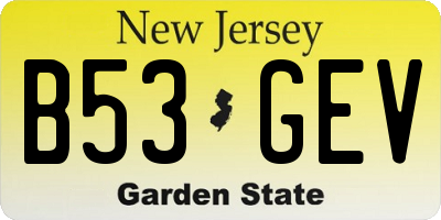 NJ license plate B53GEV
