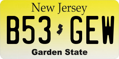NJ license plate B53GEW