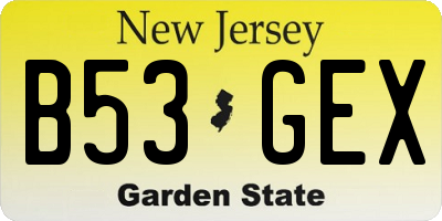 NJ license plate B53GEX
