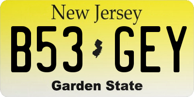 NJ license plate B53GEY