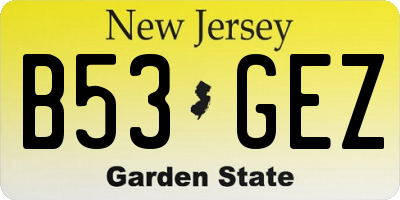 NJ license plate B53GEZ