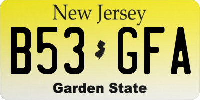 NJ license plate B53GFA