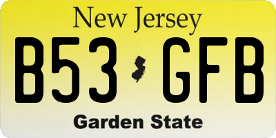 NJ license plate B53GFB
