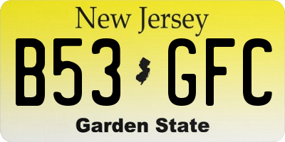 NJ license plate B53GFC