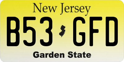 NJ license plate B53GFD