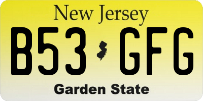NJ license plate B53GFG
