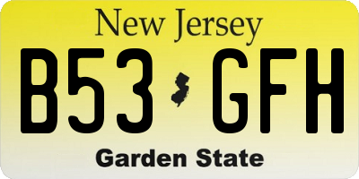 NJ license plate B53GFH