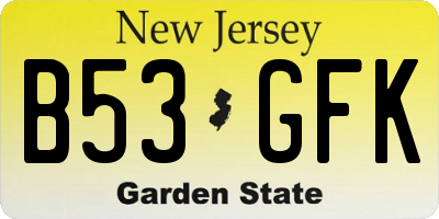 NJ license plate B53GFK